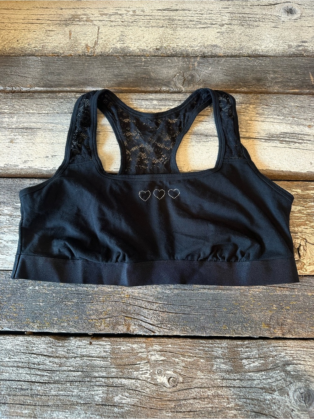 Torrid | Black Rhinestone Heart Bralette